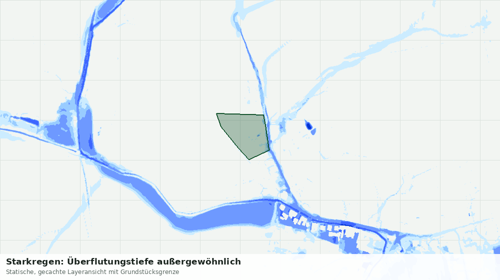 Statische Kartenansicht: Starkregen: Überflutungstiefe außergewöhnlich