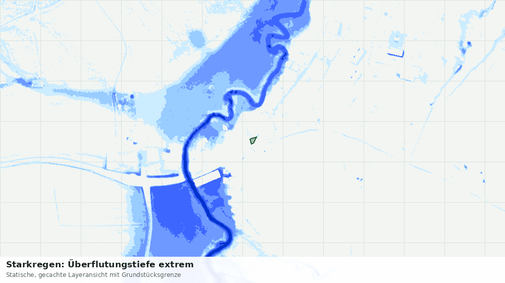 Statische Kartenansicht: Starkregen: Überflutungstiefe extrem