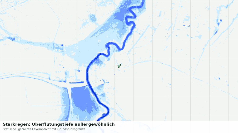 Statische Kartenansicht: Starkregen: Überflutungstiefe außergewöhnlich