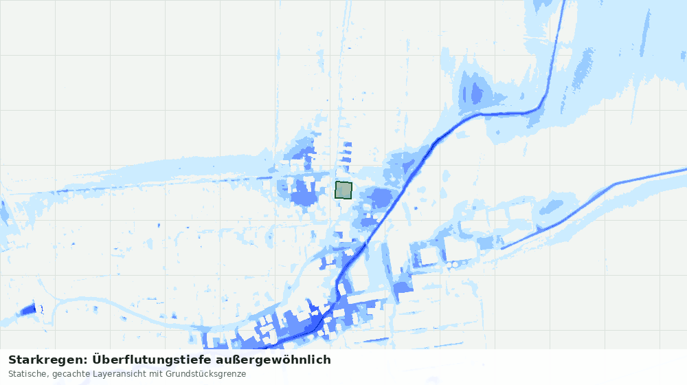 Statische Kartenansicht: Starkregen: Überflutungstiefe außergewöhnlich