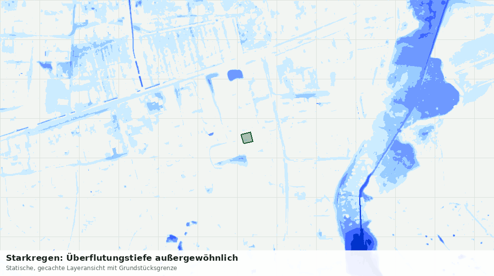 Statische Kartenansicht: Starkregen: Überflutungstiefe außergewöhnlich