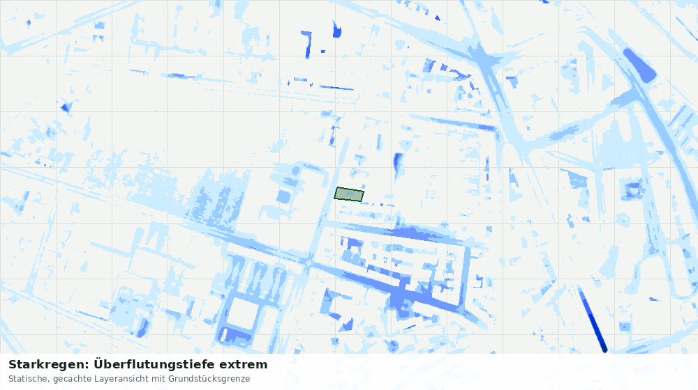 Statische Kartenansicht: Starkregen: Überflutungstiefe extrem