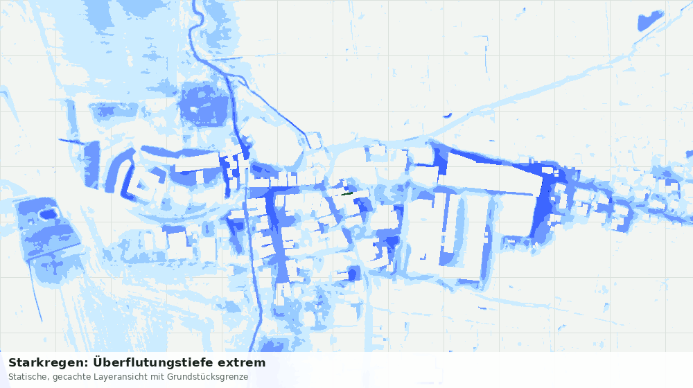 Statische Kartenansicht: Starkregen: Überflutungstiefe extrem