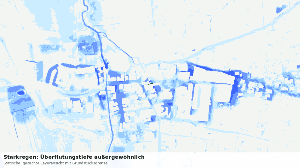 Statische Kartenansicht: Starkregen: Überflutungstiefe außergewöhnlich