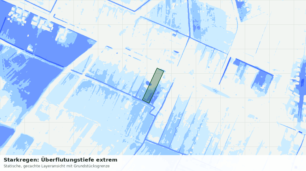 Statische Kartenansicht: Starkregen: Überflutungstiefe extrem