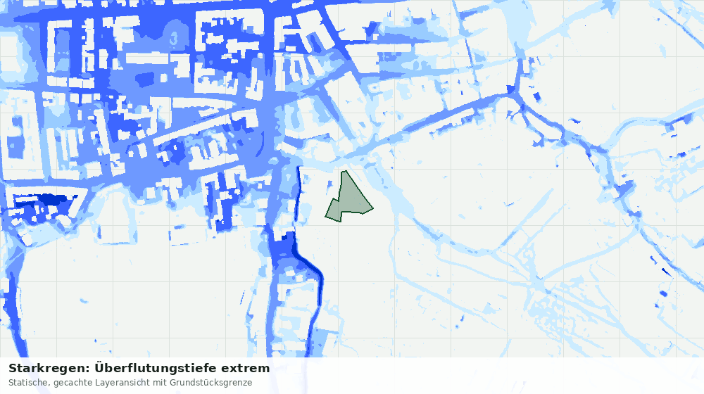 Statische Kartenansicht: Starkregen: Überflutungstiefe extrem