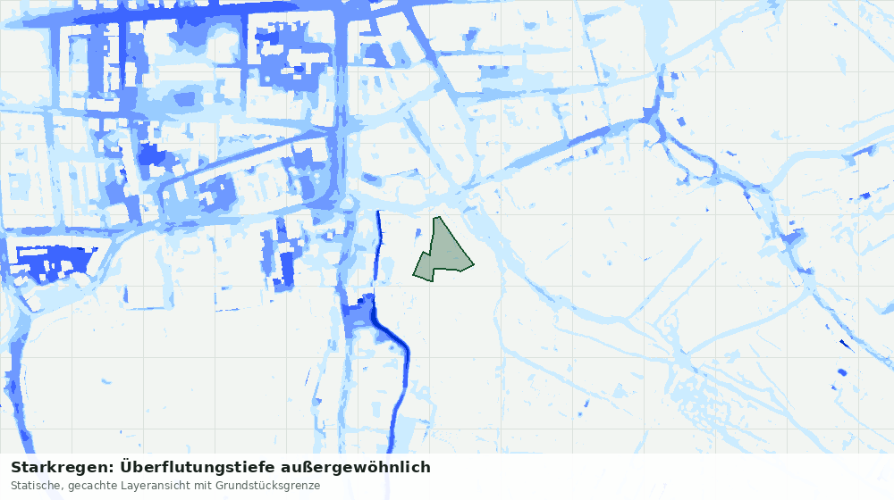 Statische Kartenansicht: Starkregen: Überflutungstiefe außergewöhnlich
