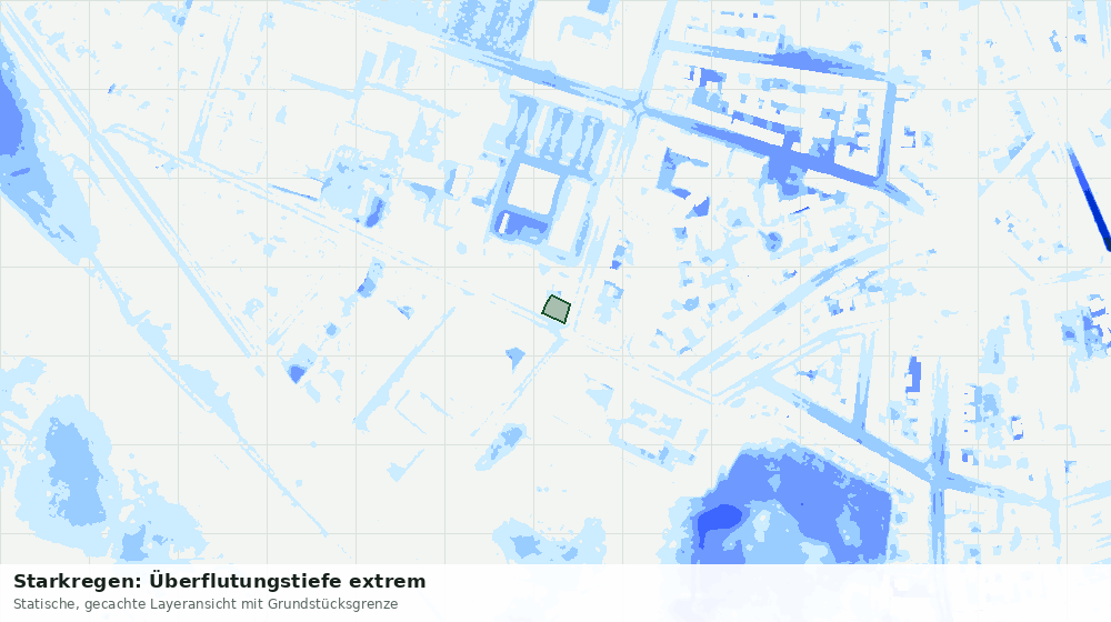 Statische Kartenansicht: Starkregen: Überflutungstiefe extrem