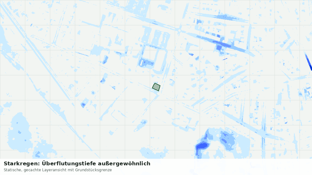 Statische Kartenansicht: Starkregen: Überflutungstiefe außergewöhnlich