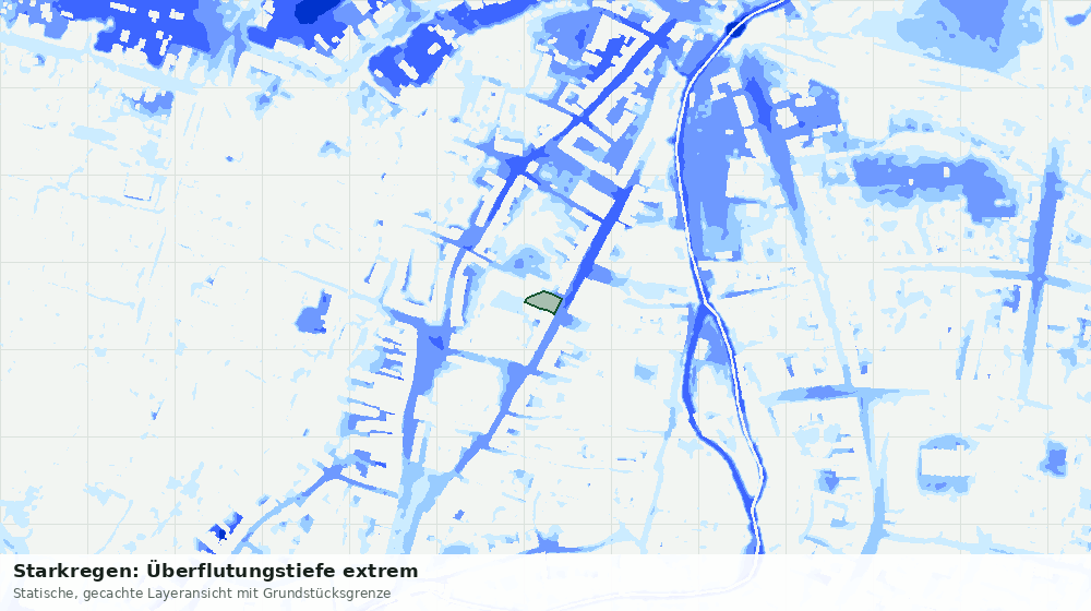 Statische Kartenansicht: Starkregen: Überflutungstiefe extrem