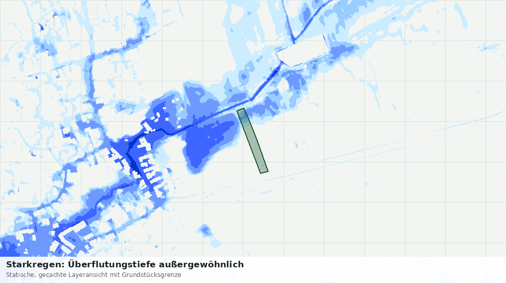 Statische Kartenansicht: Starkregen: Überflutungstiefe außergewöhnlich