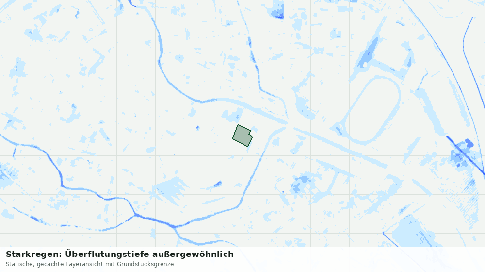 Statische Kartenansicht: Starkregen: Überflutungstiefe außergewöhnlich