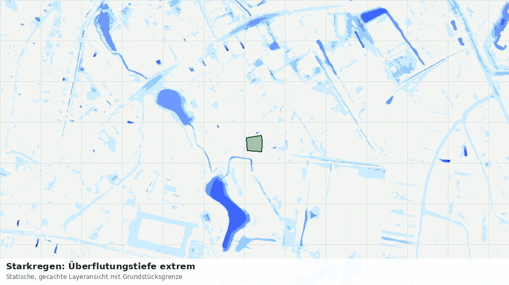Statische Kartenansicht: Starkregen: Überflutungstiefe extrem