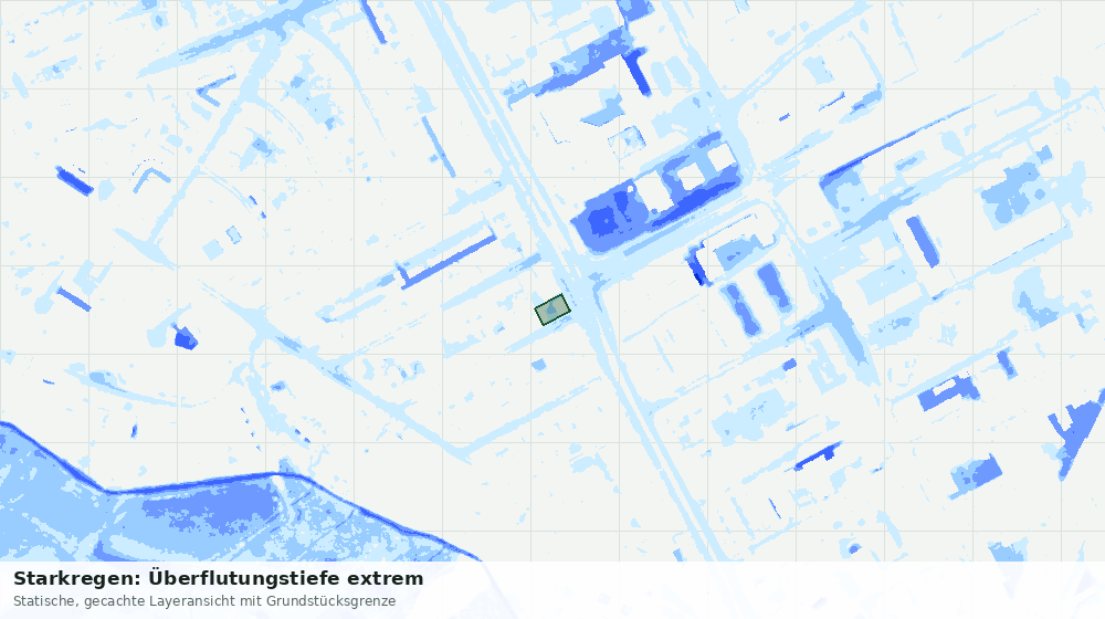 Statische Kartenansicht: Starkregen: Überflutungstiefe extrem