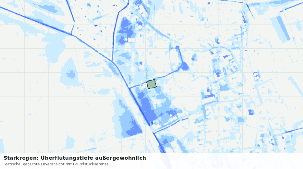 Statische Kartenansicht: Starkregen: Überflutungstiefe außergewöhnlich
