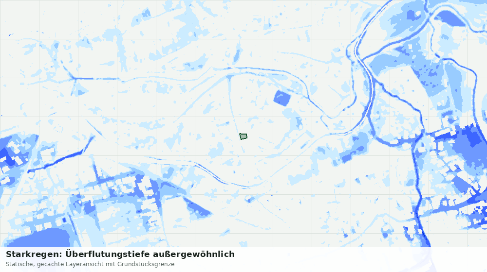 Statische Kartenansicht: Starkregen: Überflutungstiefe außergewöhnlich