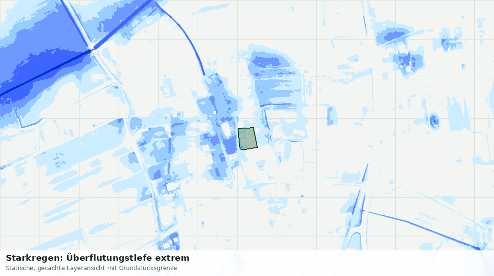 Statische Kartenansicht: Starkregen: Überflutungstiefe extrem