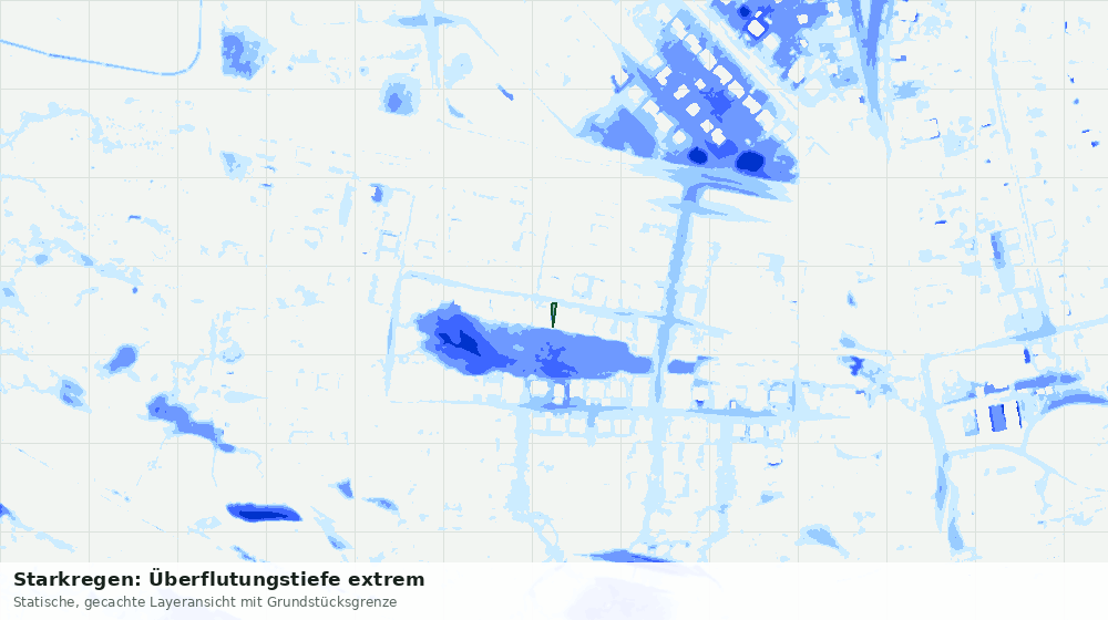 Statische Kartenansicht: Starkregen: Überflutungstiefe extrem