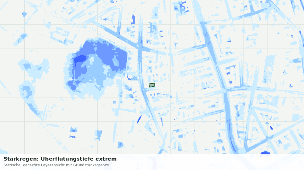 Statische Kartenansicht: Starkregen: Überflutungstiefe extrem