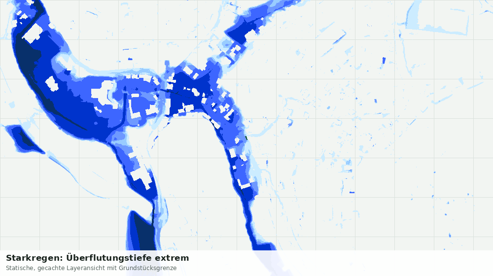 Statische Kartenansicht: Starkregen: Überflutungstiefe extrem
