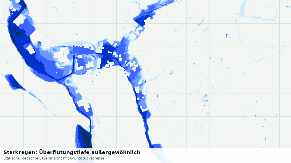 Statische Kartenansicht: Starkregen: Überflutungstiefe außergewöhnlich