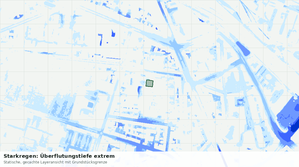 Statische Kartenansicht: Starkregen: Überflutungstiefe extrem