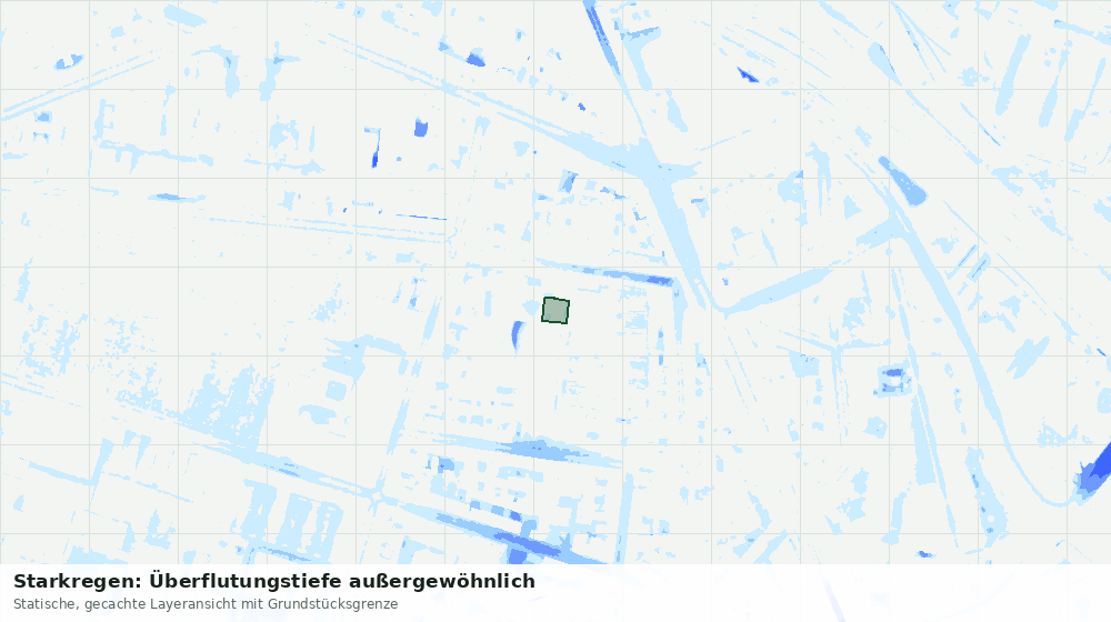 Statische Kartenansicht: Starkregen: Überflutungstiefe außergewöhnlich