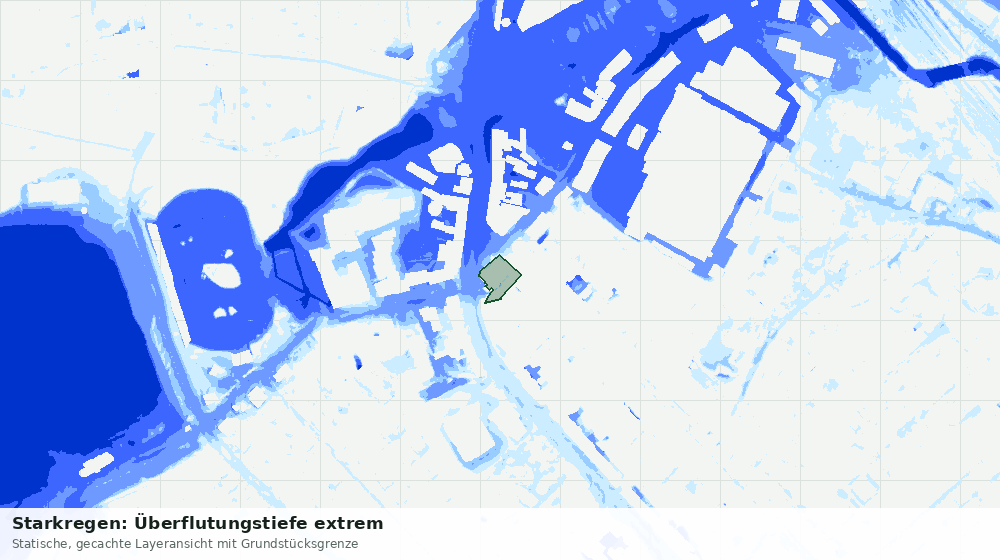 Statische Kartenansicht: Starkregen: Überflutungstiefe extrem