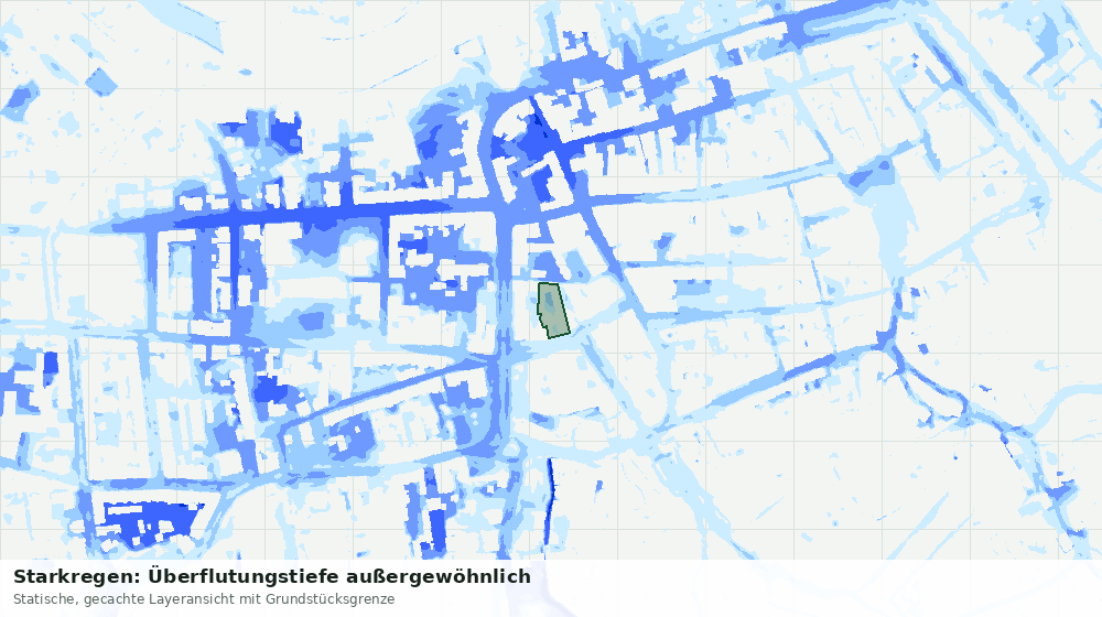 Statische Kartenansicht: Starkregen: Überflutungstiefe außergewöhnlich