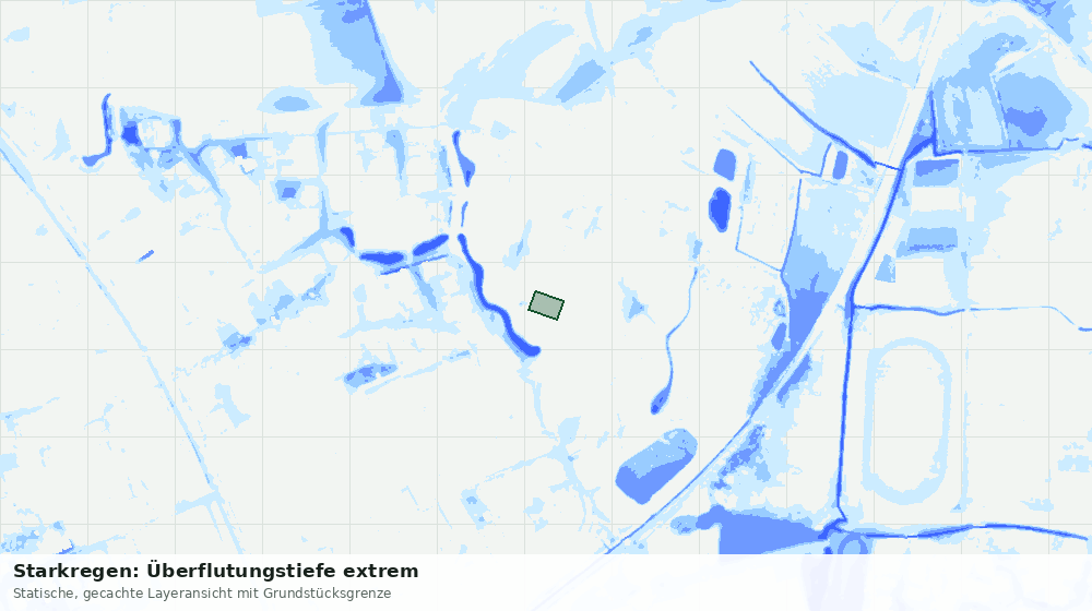 Statische Kartenansicht: Starkregen: Überflutungstiefe extrem