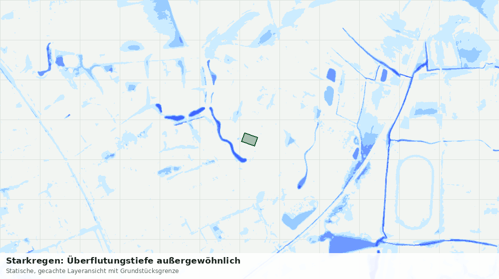 Statische Kartenansicht: Starkregen: Überflutungstiefe außergewöhnlich