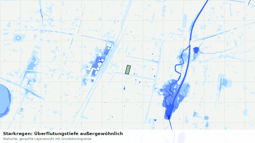 Statische Kartenansicht: Starkregen: Überflutungstiefe außergewöhnlich