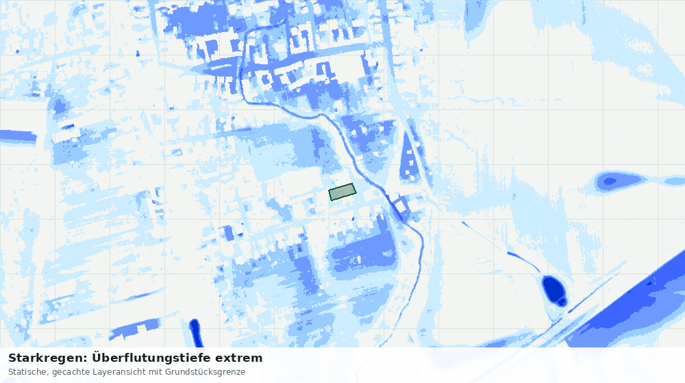 Statische Kartenansicht: Starkregen: Überflutungstiefe extrem