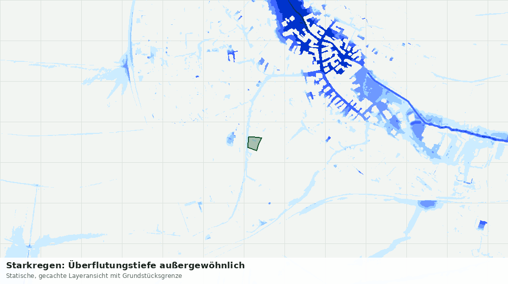 Statische Kartenansicht: Starkregen: Überflutungstiefe außergewöhnlich