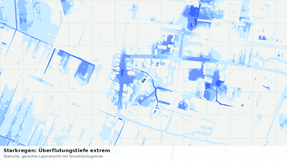 Statische Kartenansicht: Starkregen: Überflutungstiefe extrem