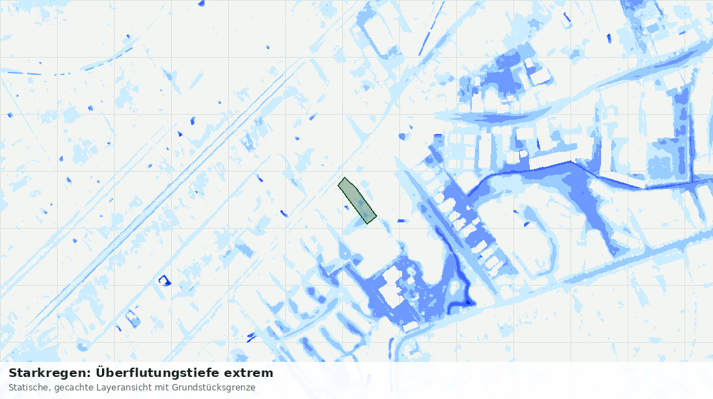 Statische Kartenansicht: Starkregen: Überflutungstiefe extrem