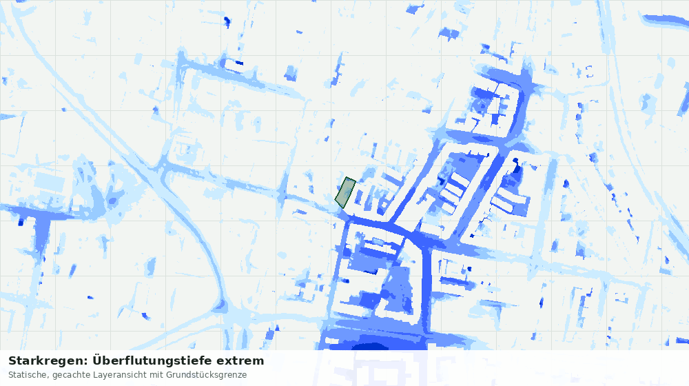 Statische Kartenansicht: Starkregen: Überflutungstiefe extrem