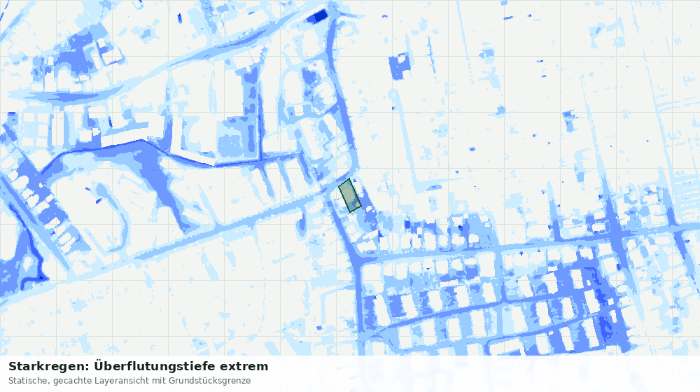 Statische Kartenansicht: Starkregen: Überflutungstiefe extrem