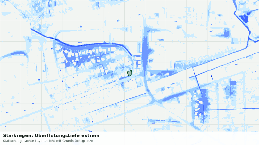 Statische Kartenansicht: Starkregen: Überflutungstiefe extrem