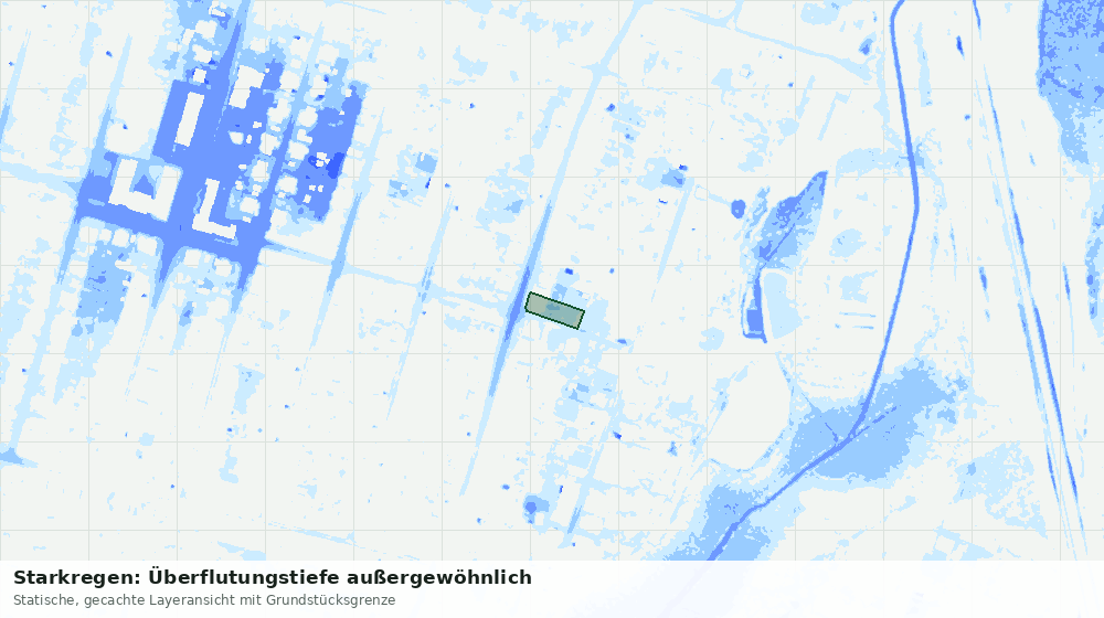 Statische Kartenansicht: Starkregen: Überflutungstiefe außergewöhnlich