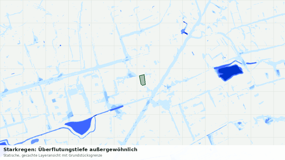 Statische Kartenansicht: Starkregen: Überflutungstiefe außergewöhnlich