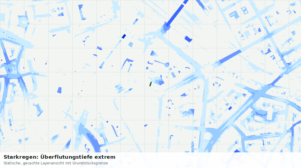 Statische Kartenansicht: Starkregen: Überflutungstiefe extrem