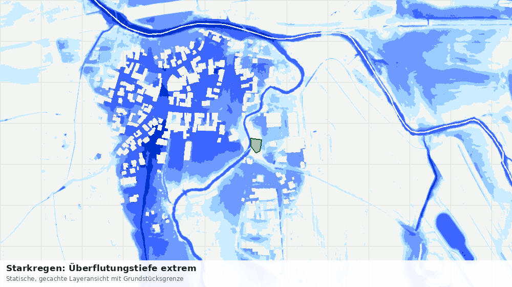 Statische Kartenansicht: Starkregen: Überflutungstiefe extrem