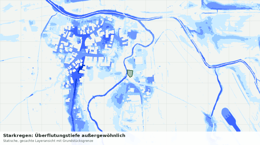 Statische Kartenansicht: Starkregen: Überflutungstiefe außergewöhnlich