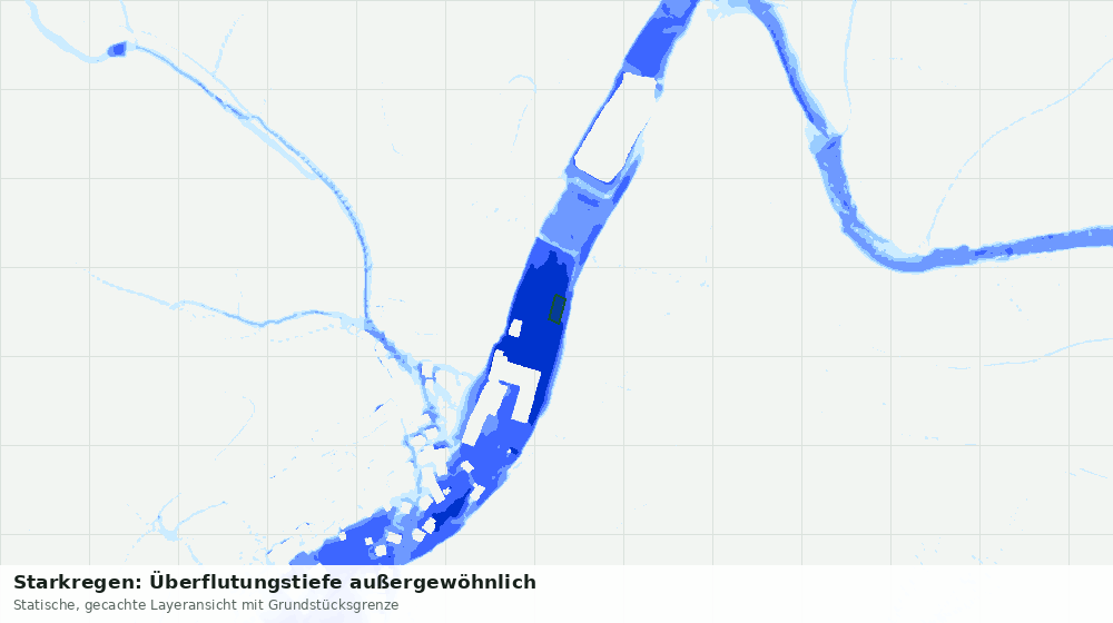 Statische Kartenansicht: Starkregen: Überflutungstiefe außergewöhnlich