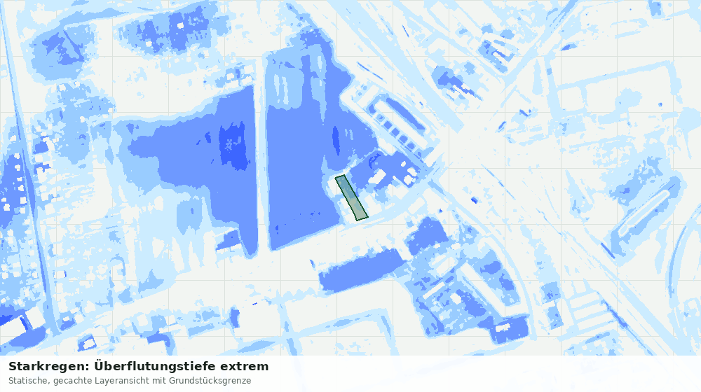 Statische Kartenansicht: Starkregen: Überflutungstiefe extrem