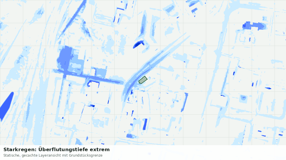 Statische Kartenansicht: Starkregen: Überflutungstiefe extrem