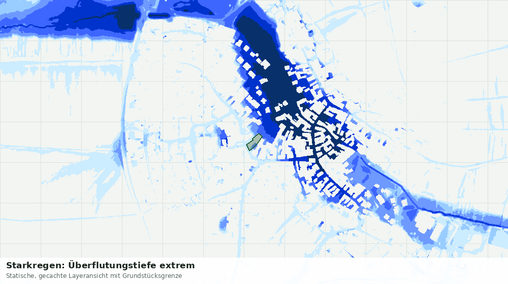 Statische Kartenansicht: Starkregen: Überflutungstiefe extrem