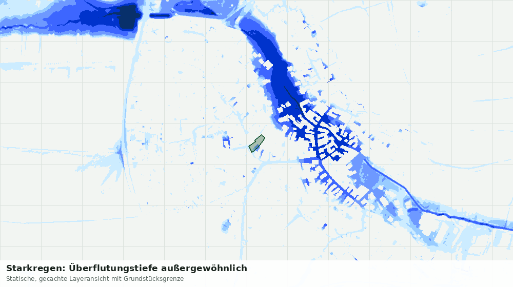 Statische Kartenansicht: Starkregen: Überflutungstiefe außergewöhnlich