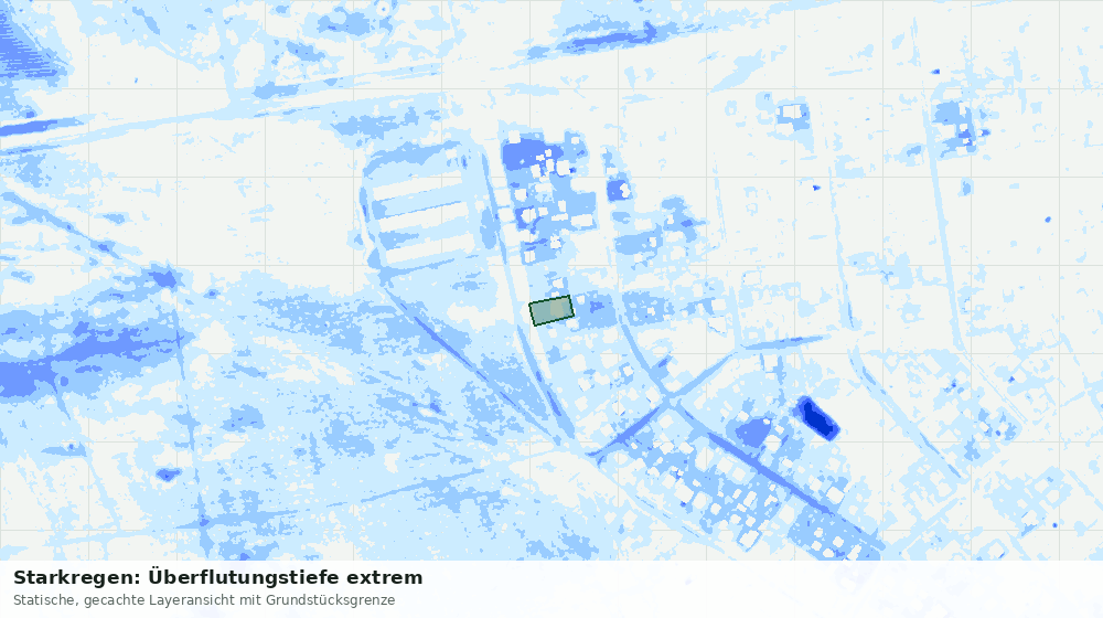 Statische Kartenansicht: Starkregen: Überflutungstiefe extrem